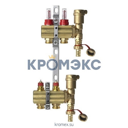 Группа коллекторная латунь FHF-F set 1" ВР/ВР 7 вых 3/4" НР с расходомерами Danfoss 088U0727 Группа коллекторная латунь FHF-F set 1" ВР/ВР 7 вых 3/4" НР с расходомерами Danfoss 088U0727